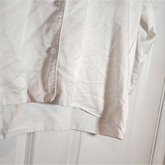 Victorias Secret White Satin Feel Button Up Logo Sleep Top - Picture 6 of 7